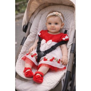 Pantofi Balerină Eleganți pentru Bebeluși Minibanda – Roșu, cu Fundiță Decorativă, 3.7352TI23RO