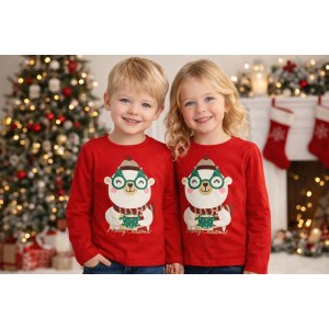 Bluză Copii iDO cu Mânecă Lungă, Imprimeu Festiv, 100% Bumbac, 4.5578TI22RO