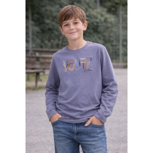 Bluză băieți Sarabanda cu mânecă lungă din bumbac, imprimeu modern, albastru lavandă, 0.7523TI23BL