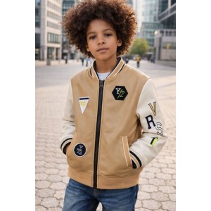 Geacă varsity băieți Sarabanda din piele ecologică cu căptușeală – stil modern și confort termic, 0.7554TI23BJ