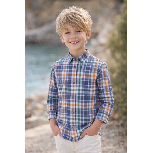 Cămașă băiat cu mânecă lungă în carouri Sarabanda din bumbac, 0.8071PV24MU Cămașă băiat cu mânecă lungă în carouri Sarabanda din bumbac, 0.8071PV24MU