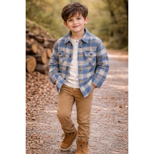 Cămașă iDO pentru băieți cu carouri, oversized, din jacard, 4.F268TI25ABS