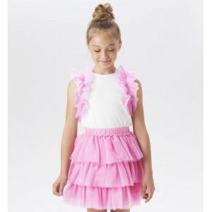 Tricou elegant cu tull pentru fete, I Do, 4.6513PV23RZ