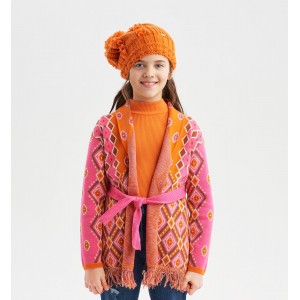 Cardigan colorat cu o curea pentru fata, Sarabanda,0.7741TI23ORG Cardigan colorat cu o curea pentru fata, Sarabanda,0.7741TI23ORG