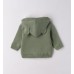 Cardigan bebeluși iDO cu glugă verde salvie, din bumbac 100% tricotat, căptușit, 4.F058TI25VE
