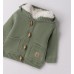 Cardigan bebeluși iDO cu glugă verde salvie, din bumbac 100% tricotat, căptușit, 4.F058TI25VE