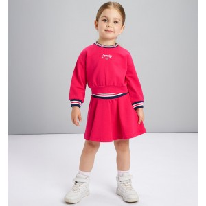 Set fete iDO din bumbac elastic – hanorac cu imprimeu și fustă cu talie elastică, 4.F331TI25RO