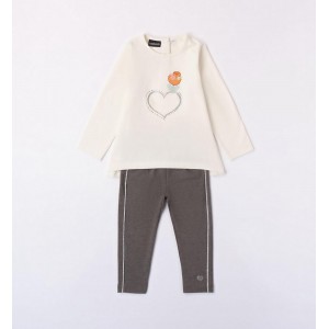 Set casual elegant Sarabanda fete – bluză cu inimă și colanți cu accente sclipitoare,0.7204TI23GRI Set casual elegant Sarabanda fete – bluză cu inimă și colanți cu accente sclipitoare,0.7204TI23GRI