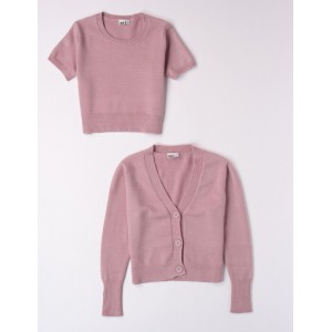 Set tricou și cardigan din tricot pentru fete, I Do,4.7835TI23RZ Set tricou și cardigan din tricot pentru fete, I Do,4.7835TI23RZ