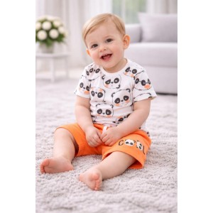 Compleu bebe nou-născut din bumbac 100% cu tricou și bermude, 4.4621PV22ORG