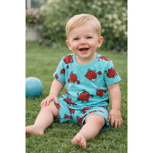 Compleu iDO băieți din bumbac 100%, tricou și pantaloni scurți cu imprimeu vesel, 4.B156PV25AQ