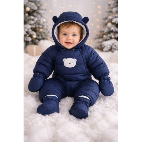 Costum de zăpadă Minibanda pentru nou-născuți, cu glugă, mănuși și papuci detașabili, 3.5685TI22BLM Costum de zăpadă Minibanda pentru nou-născuți, cu glugă, mănuși și papuci detașabili, 3.5685TI22BLM