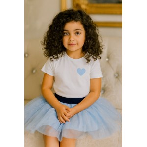 Fustă tutu din tull albastru deschis pentru fete Sarabanda – cu sclipici și talie elastică, 0.5261TI22BLEU