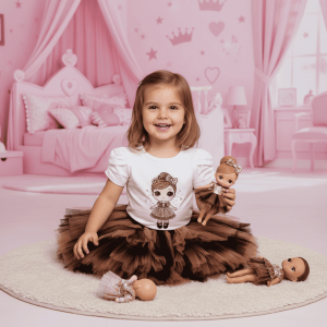 Tricou fete I Do alb, jerseu 100% bumbac, imprimeu cu strasuri și sclipici, 4.6328PV23ALB