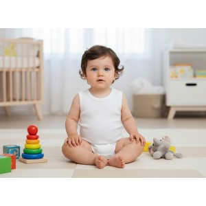 Body tip maiou pentru bebe băiat I Do alb, din bumbac 100% cu capse 4.4591PV22ALB