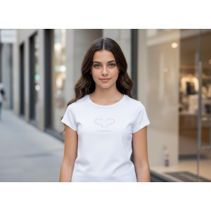 Tricou fete Sarabanda din bumbac elastic cu strasuri , 0.8414PV24ALB