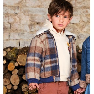 Geacă Sarabanda pentru băieți cu guler detașabil teddy, căptușită, 0.F186TI25MA