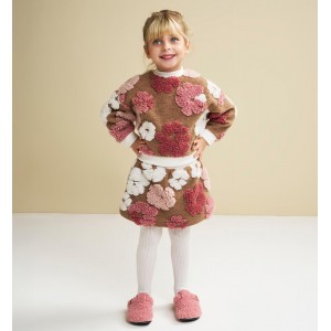 Fustă fetițe iDO cu broderie florală în relief, căptușeală satinată, 4.F364TI25MA