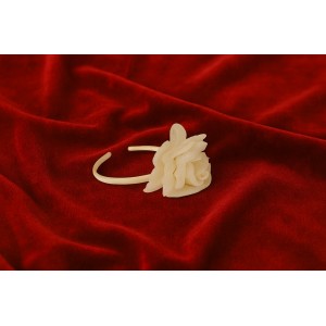 Bentiță iDO pentru fete, accesoriu elegant cu floare din organza, albă, 4.7061TI22CR