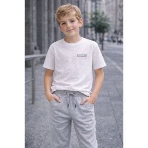 Pantaloni sport gri Sarabanda pentru băieți din jerseu de bumbac cu talie elastică, 0.X706TI23GRI