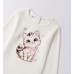 Tricou maxi pentru fetițe iDO din bumbac cu imprimeu pisicuță și aplicații strălucitoare, 4.F299TI25ALB