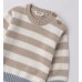 Pulover bebeluși Minibanda din bumbac și lână, tricot cu dungi și nasturi pe umăr, 3.F659TI25BJ Pulover bebeluși Minibanda din bumbac și lână, tricot cu dungi și nasturi pe umăr, 3.F659TI25BJ