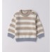 Pulover bebeluși Minibanda din bumbac și lână, tricot cu dungi și nasturi pe umăr, 3.F659TI25BJ Pulover bebeluși Minibanda din bumbac și lână, tricot cu dungi și nasturi pe umăr, 3.F659TI25BJ