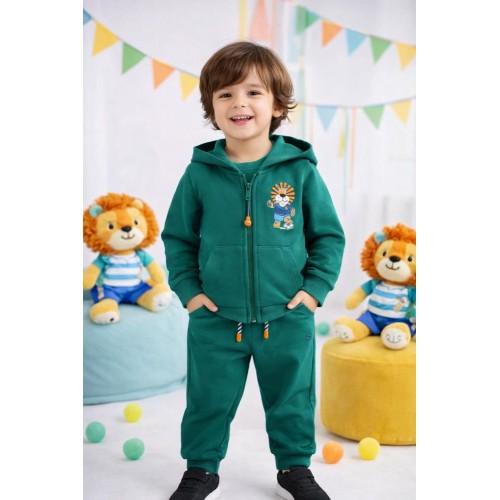 Trening băieți Sarabanda verde, set hanorac cu fermoar și pantaloni din bumbac, copii, 0.8035PV24VE Trening băieți Sarabanda verde, set hanorac cu fermoar și pantaloni din bumbac, copii, 0.8035PV24VE