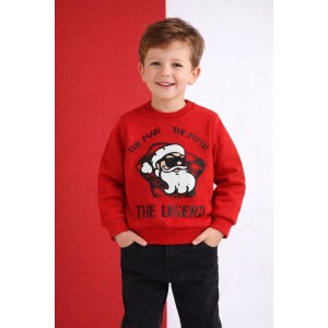Bluză groasă de Crăciun iDO pentru baieti din bumbac periat cu imprimeu festiv, 4.5432TI22RO