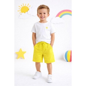 Bermude băieți iDO din bumbac 100% galben cu buzunare și cordon, 4.6177PV23VE