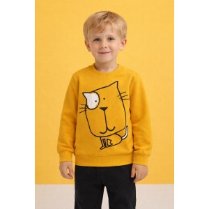 Bluză groasă tip hanorac băieți Sarabanda din fleece 100% bumbac galben, 0.A035TI24GA