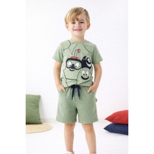 Pantaloni scurți băieți Sarabanda din bumbac 100% cu imprimeu pe spate, 0.6542PV23VE