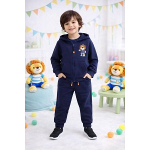 Trening băieți Sarabanda bleumarin, set hanorac cu fermoar și pantaloni din bumbac, copii, 0.8035PV24NA