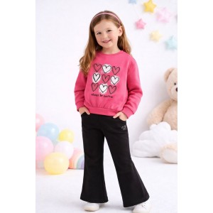 Compleu Sarabanda pentru fete din fleece elastic periat cu hanorac și pantaloni evazați, 0.A336TI24RZ