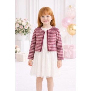 Jachetă fete Sarabanda cu carouri și fermoar, elegantă și confortabilă, 0.7373TI23ZM