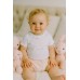 Compleu iDO pentru fetiță din bumbac elastic, tricou cu volane și pantaloni scurți cu fundiță, 4.6153TI23RZ