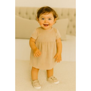 Pantofi sport pentru bebelușe – bej, din catifea moale, talpă antiderapantă, închidere tip arici, Mayoral, 9219TI19CHA