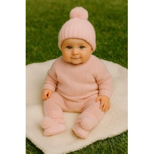 Șosete tricotate cu pompon pentru bebeluși Minibanda, mărime universală 0–18 luni, 3.5300TI22RZ