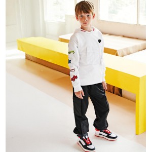 Pantaloni băieți Ducati din French Terry 100% bumbac cu buzunare laterale și talie elastică, G.B641PV25NG