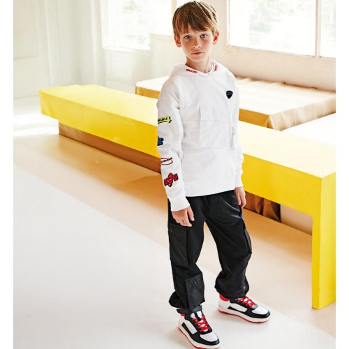 Pantaloni băieți Ducati din French Terry 100% bumbac cu buzunare laterale și talie elastică, G.B641PV25NG Pantaloni băieți Ducati din French Terry 100% bumbac cu buzunare laterale și talie elastică, G.B641PV25NG