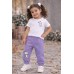 Pantaloni trening fetiță Sarabanda mov cu imprimeu Droopy, bumbac elastic, 0.6255PV23MOV