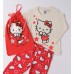 Pijama lungă fete iDO Hello Kitty, set din bumbac 100% cu imprimeu și săculeț inclus, 4.F309TI25RO