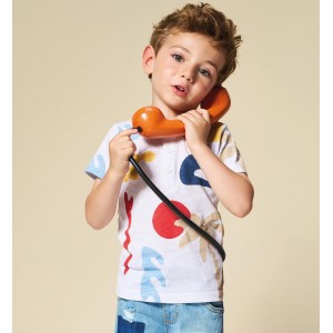 Tricou băieți Sarabanda din bumbac 100% cu imprimeu integral și închidere cu nasturi, 0.B142PV25MU