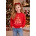 Hanorac fete iDO roșu din bumbac elastic cu imprimeu Crăciun, interior periat,4.7589TI23REN Hanorac fete iDO roșu din bumbac elastic cu imprimeu Crăciun, interior periat,4.7589TI23REN