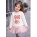 Pulover iDO pentru fete tricotat cu vulpe și fundă aplicată, crem, elegant și călduros, 4.7646TI23ALB