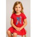 Rochie iDO pentru fetițe, jerseu 100% bumbac, imprimeu fundiță cu strasuri și volan în partea de jos, 4.B547PV25RO