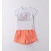 Compleu fete Sarabanda vară, tricou bumbac și pantaloni scurți portocalii, 0.B351PV25PO