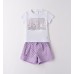 Compleu fete Sarabanda vară, tricou bumbac și pantaloni scurți mov, 0.B351PV25MV