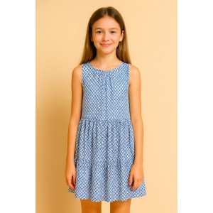 Rochie iDO pentru fete, 100% vâscoză, rochie lungă fără mâneci cu imprimeu geometric, 4.8884PV24BL