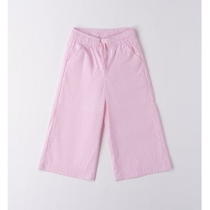 Pantaloni fete iDO din bumbac poplin elastic cu talie reglabilă și microimprimeu, 4.B411PV25RZ Pantaloni fete iDO din bumbac poplin elastic cu talie reglabilă și microimprimeu, 4.B411PV25RZ